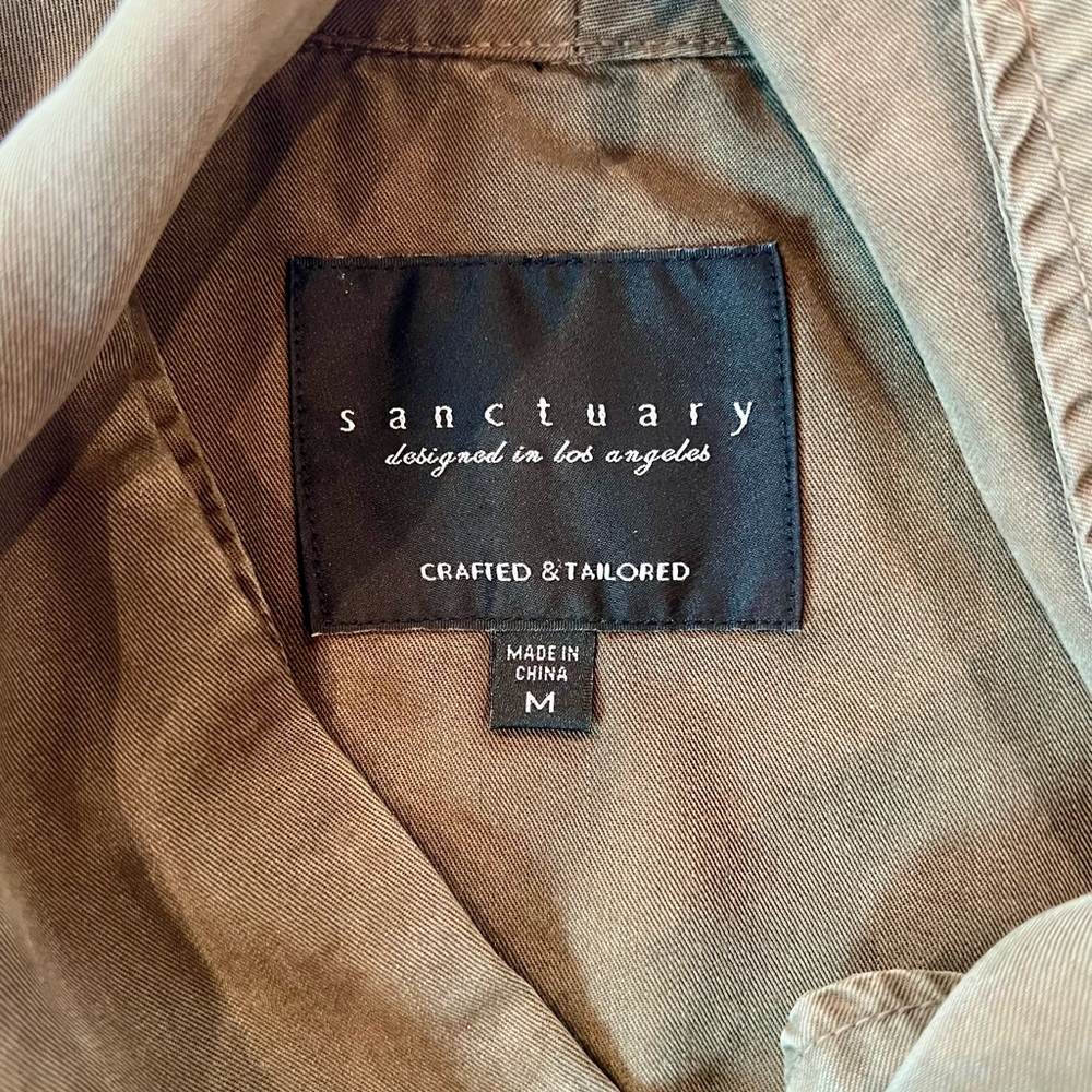 Anthropology Boho Utility Vest Army Olive Green Cinched Waist Flowy Neck - Picture 12 of 12